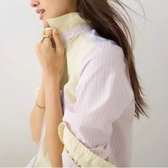J.Crew Classic-Fit Cotton Poplin Shirt Cocktail Stripe Multicolor Size 12 Button - Picture 2 of 11